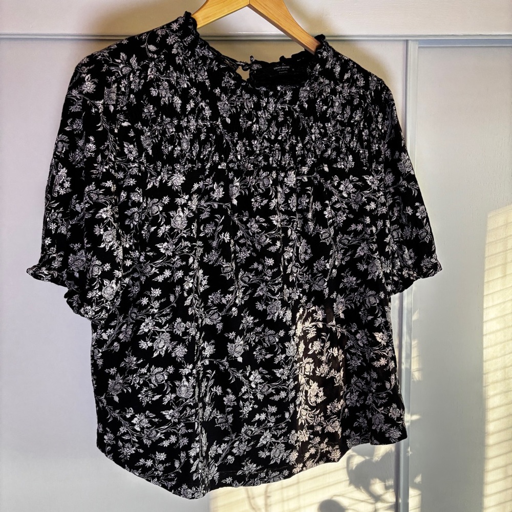 Lucky Brand Black and White Floral Blouse